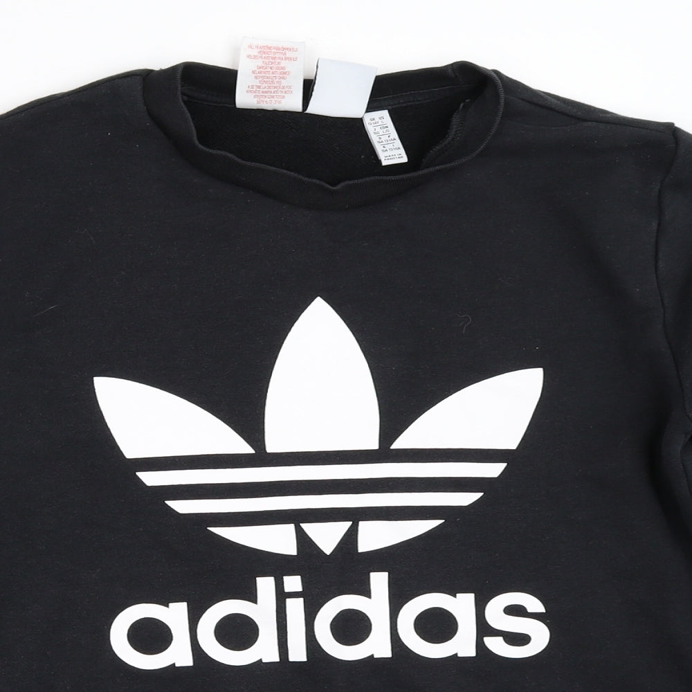 adidas Boys Black   Pullover Sweatshirt Size 13-14 Years