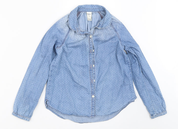 OshKosh B’gosh Girls Blue Denim Basic Button-Up Size 7 Years
