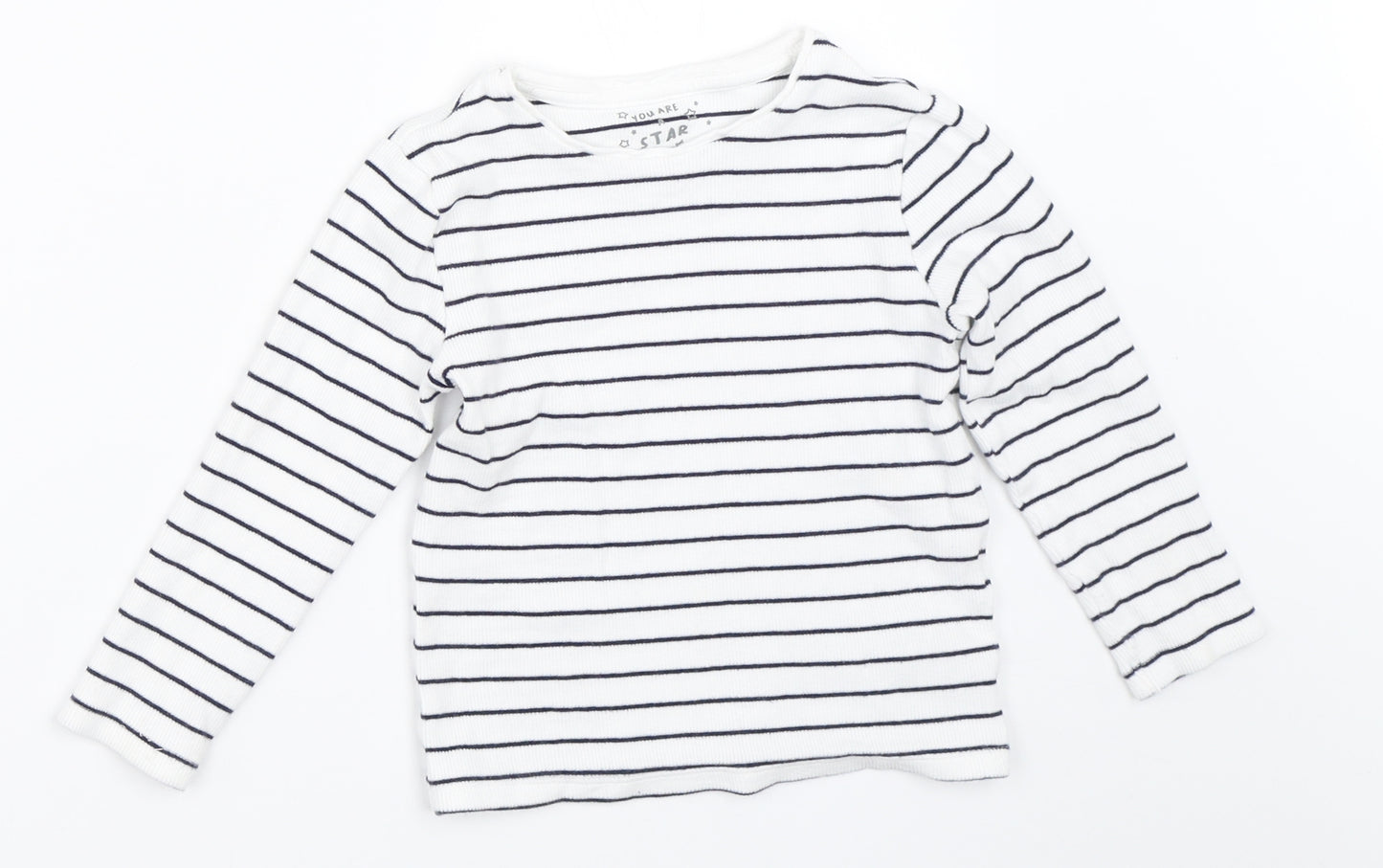 F&F Girls White Striped  Basic T-Shirt Size 4-5 Years