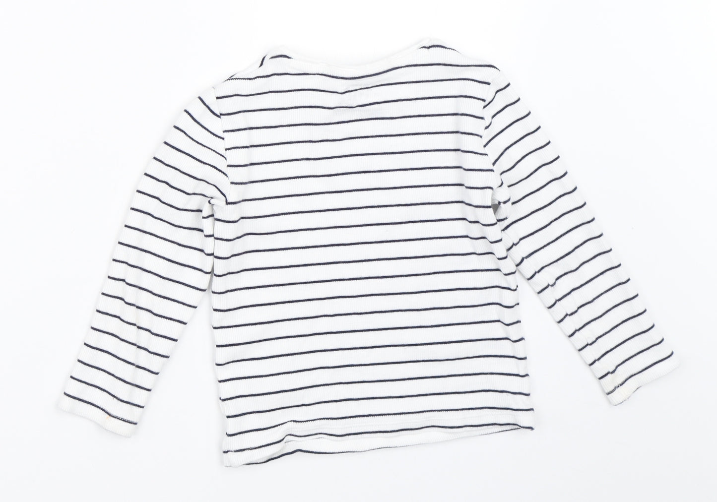 F&F Girls White Striped  Basic T-Shirt Size 4-5 Years