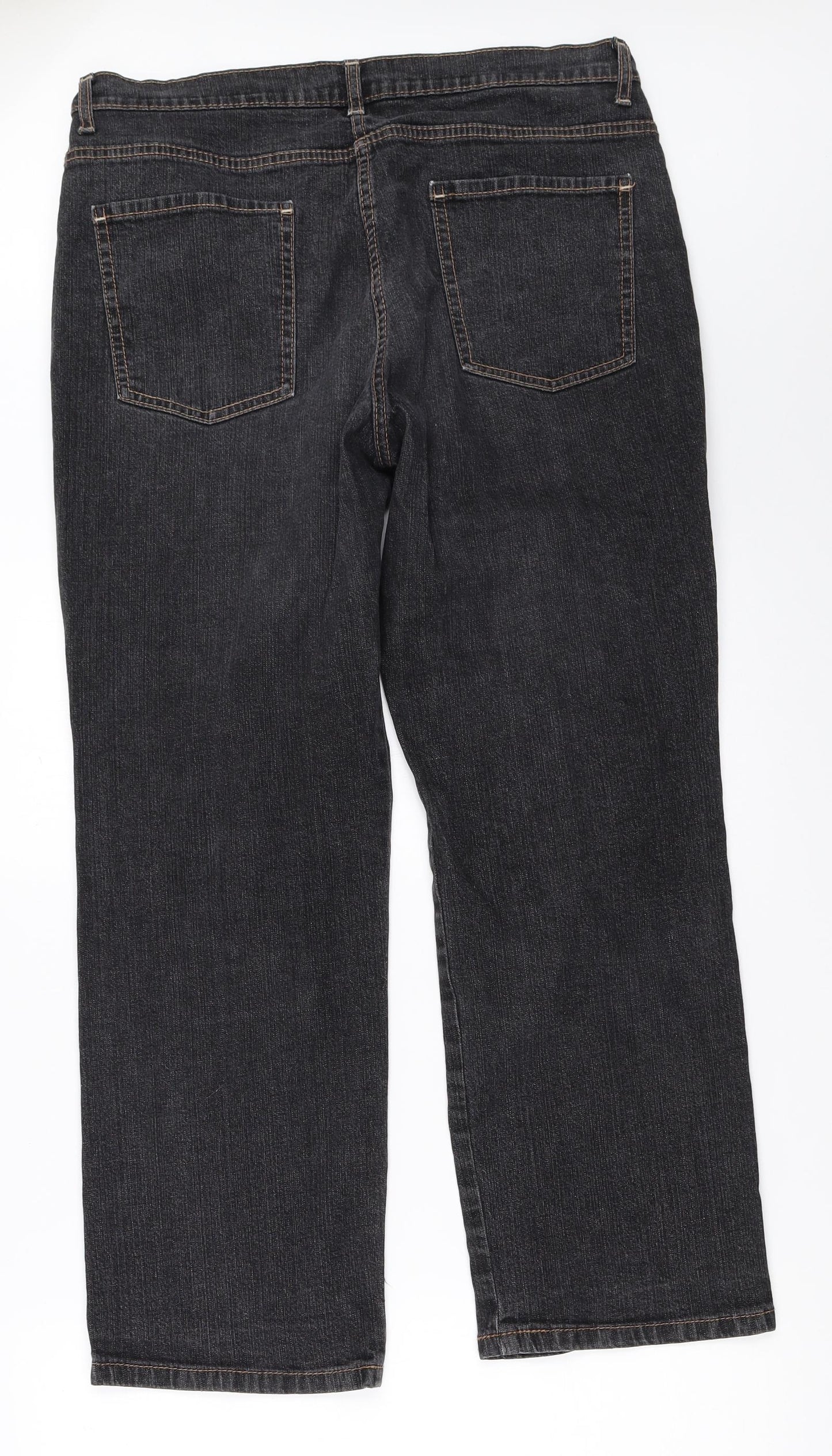 Marks and Spencer Womens Black  Denim Straight Jeans Size 18 L27 in