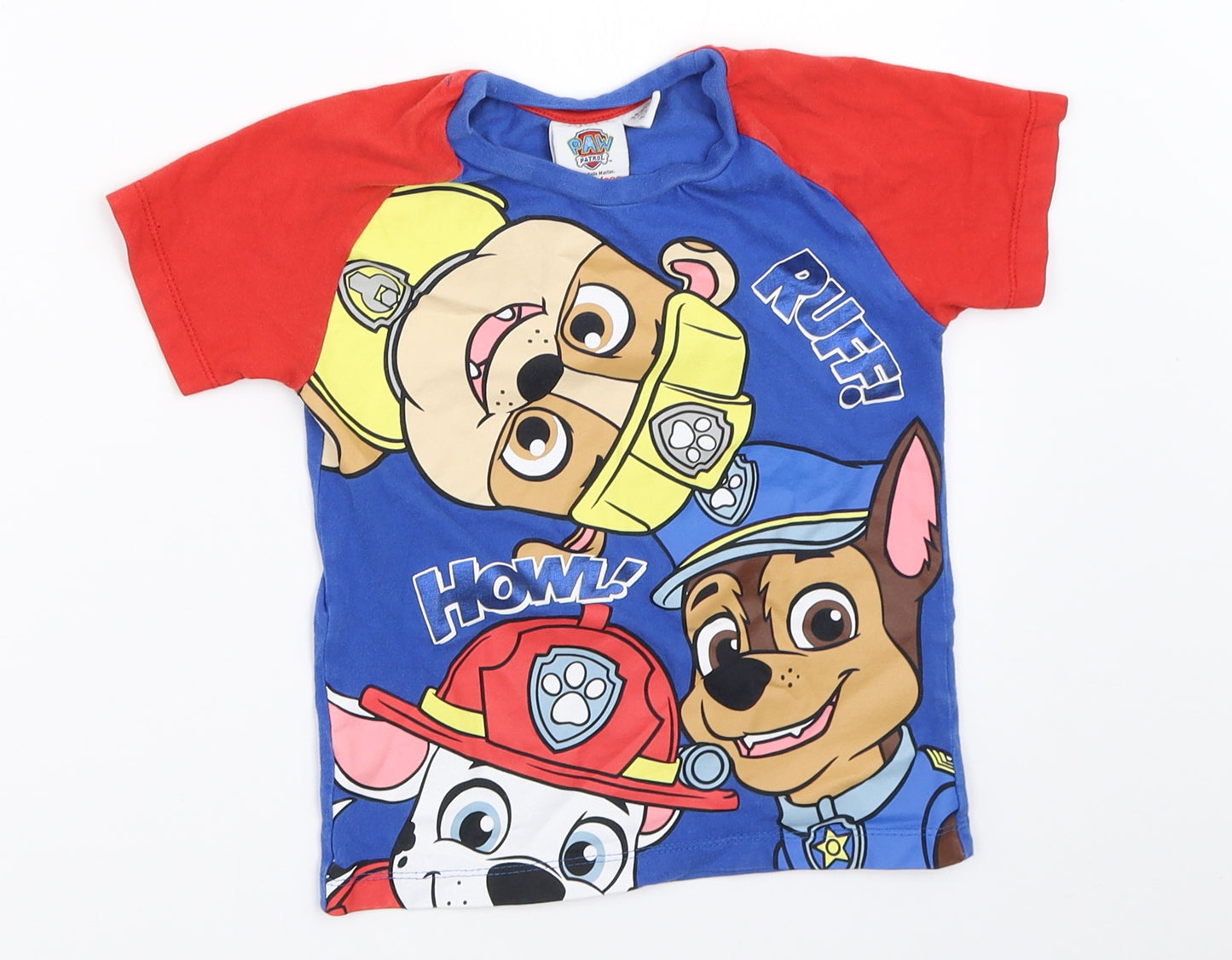 Primark Boys Blue   Basic T-Shirt Size 3-4 Years  - paw patrol