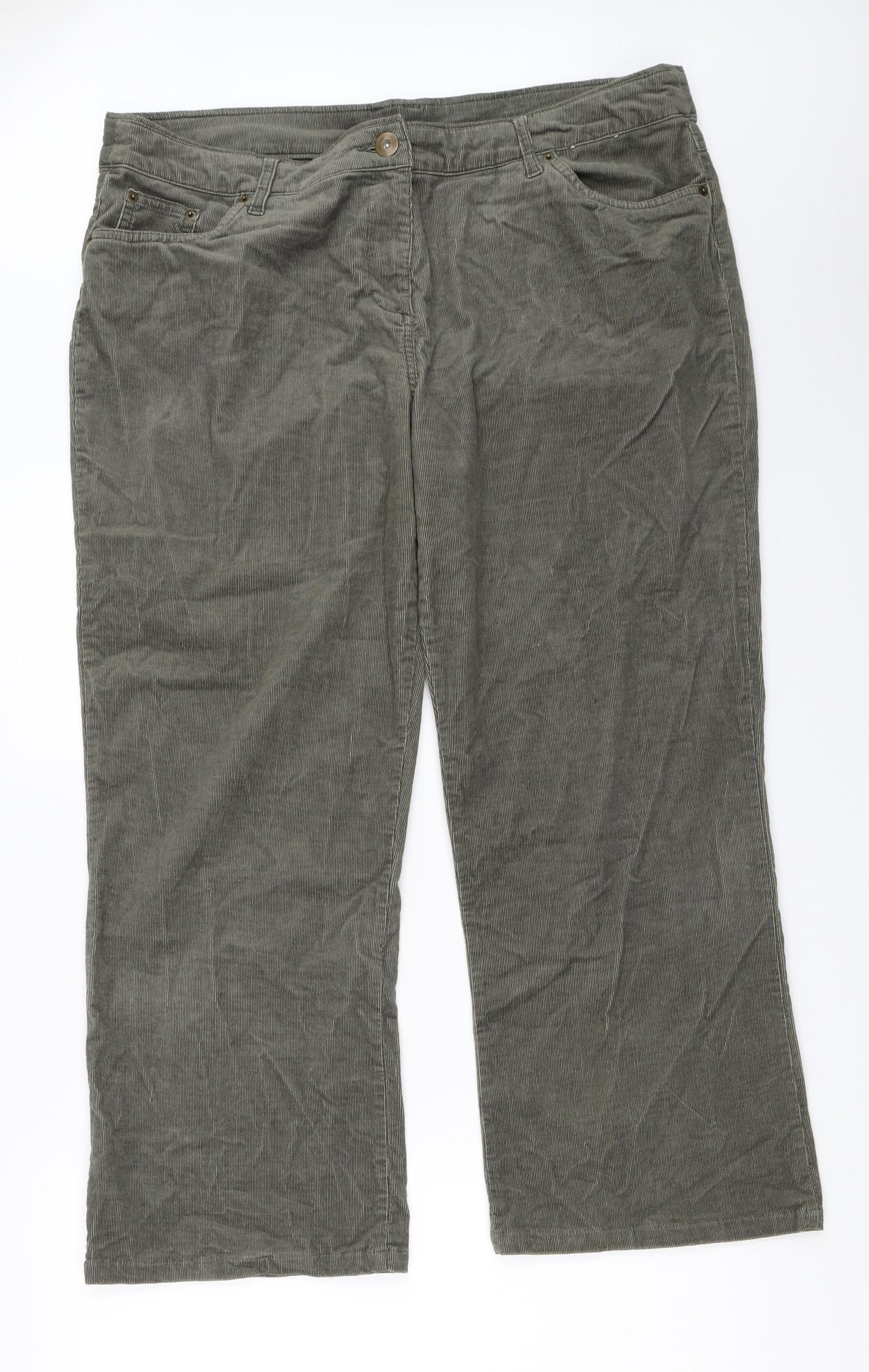 TU Womens Green  Corduroy Trousers  Size 18 L26.5 in