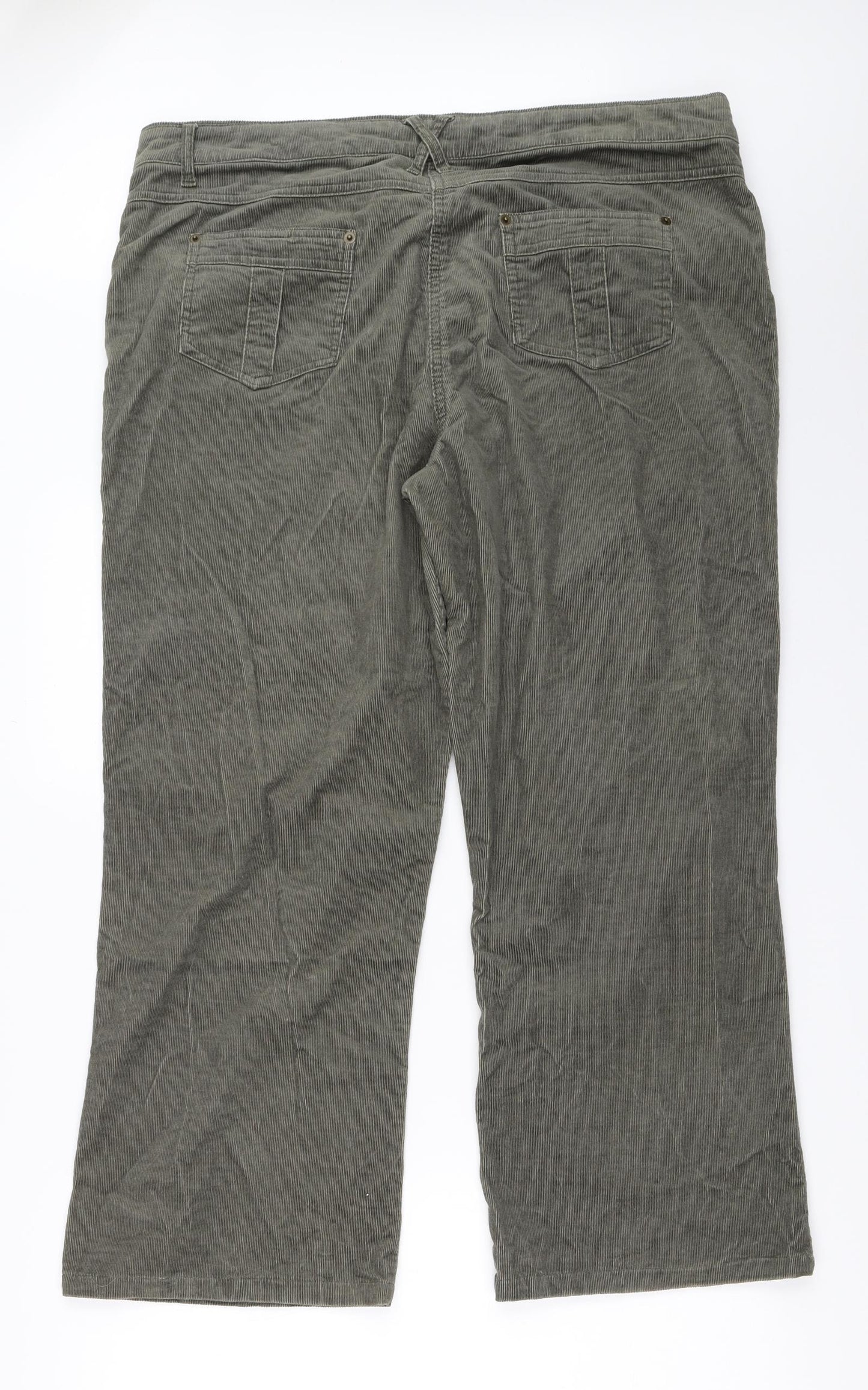 TU Womens Green  Corduroy Trousers  Size 18 L26.5 in