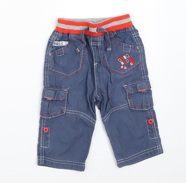 TU Boys Blue Cargo Trousers Size 6-9 Months