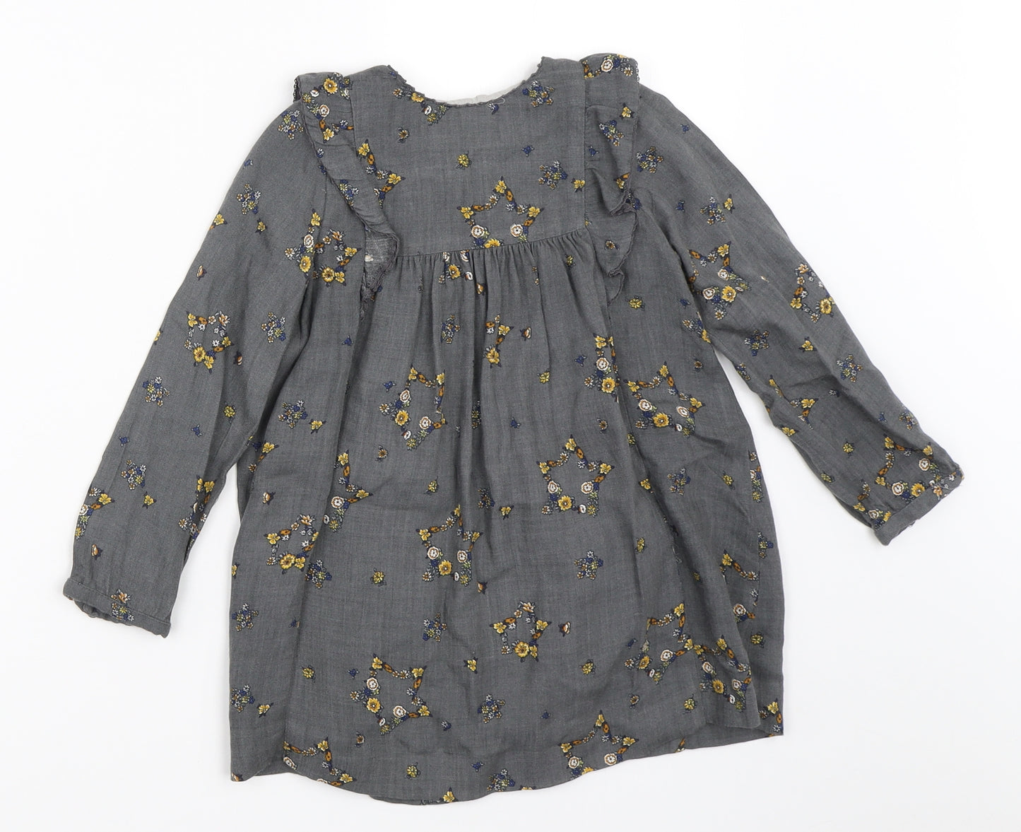 Zara Girls Grey Floral  Shift  Size 3-4 Years