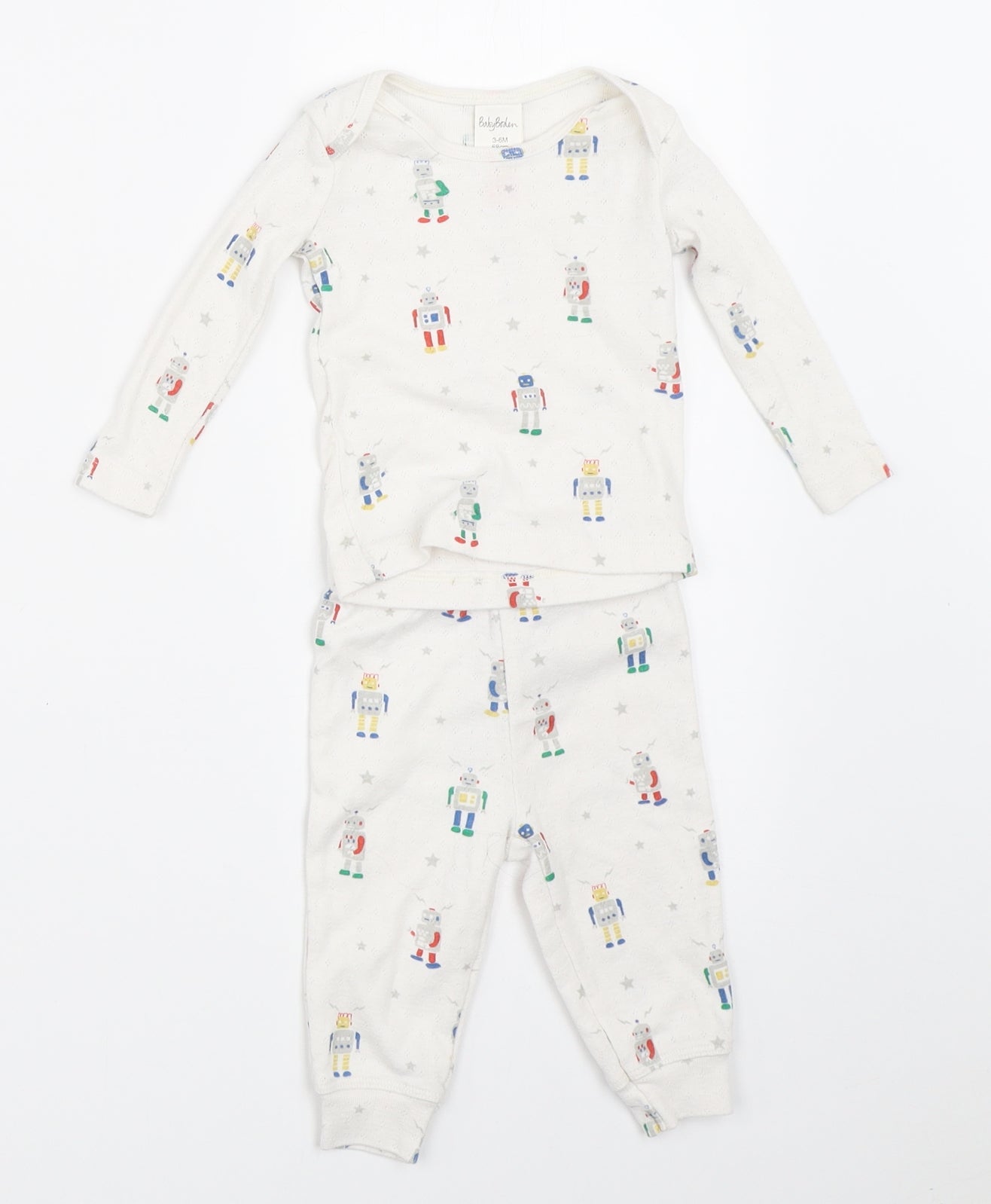 Baby Boden Baby White Solid  Capri Pyjama Set Size 3-6 Months