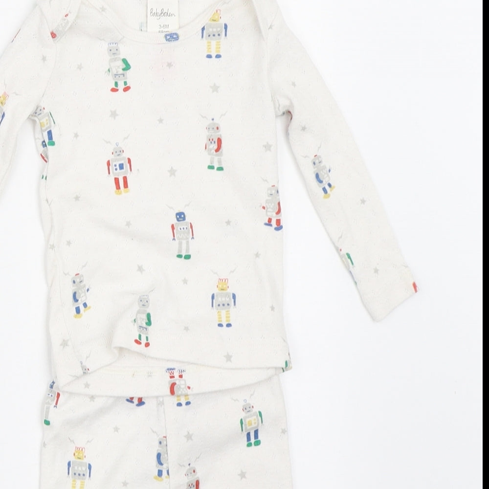 Baby Boden Baby White Solid  Capri Pyjama Set Size 3-6 Months