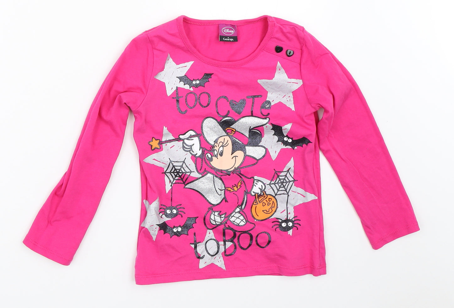 George Girls Pink   Basic T-Shirt Size 4-5 Years  - minnie mouse halloween