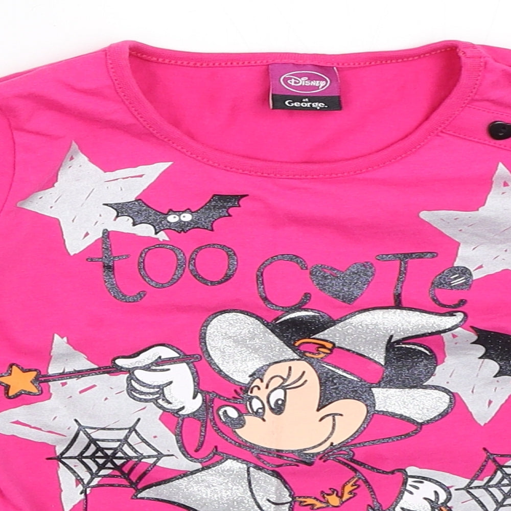 George Girls Pink   Basic T-Shirt Size 4-5 Years  - minnie mouse halloween