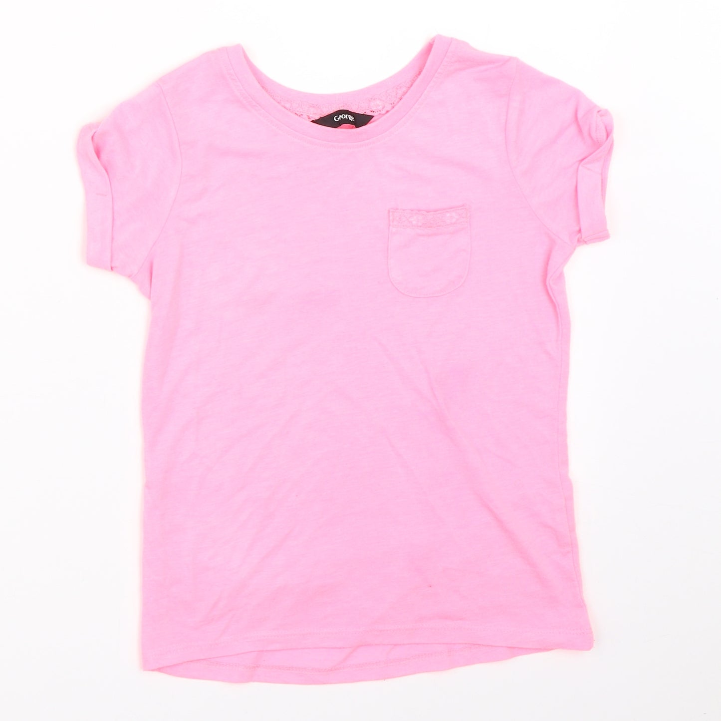 George Girls Pink   Basic T-Shirt Size 6-7 Years
