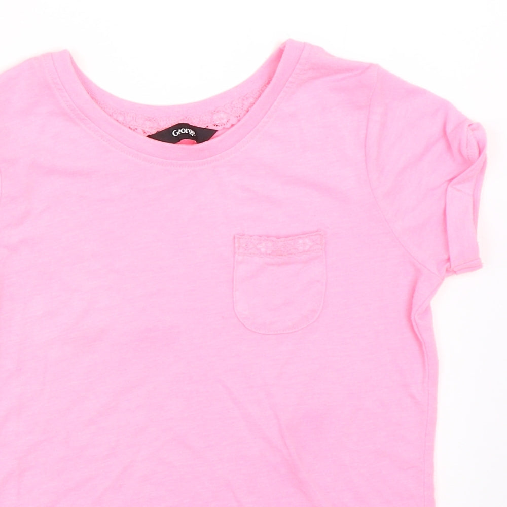 George Girls Pink   Basic T-Shirt Size 6-7 Years