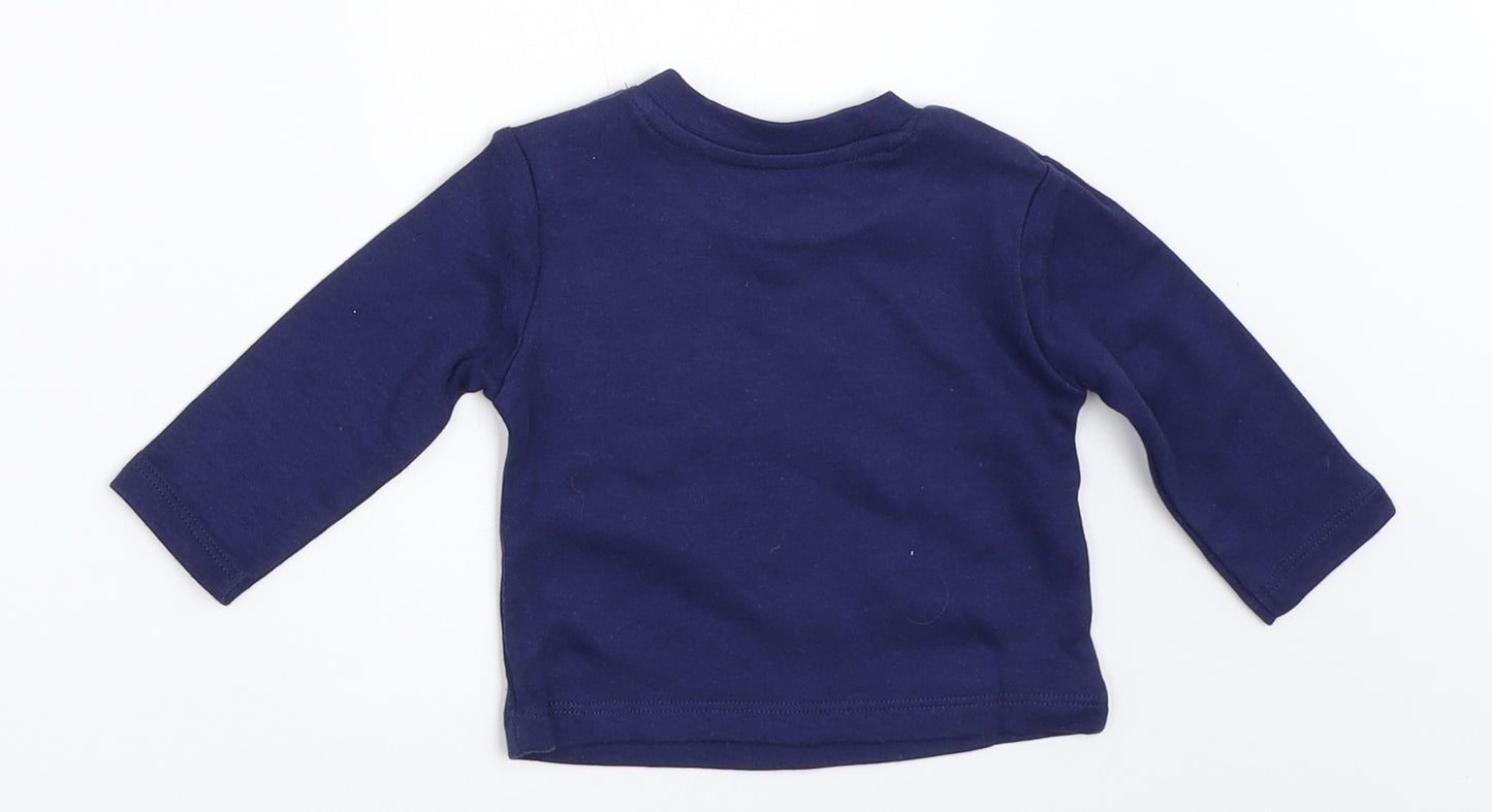 Very Boys Blue   Basic T-Shirt Size 0-3 Months  - christmas reindeer rudolph