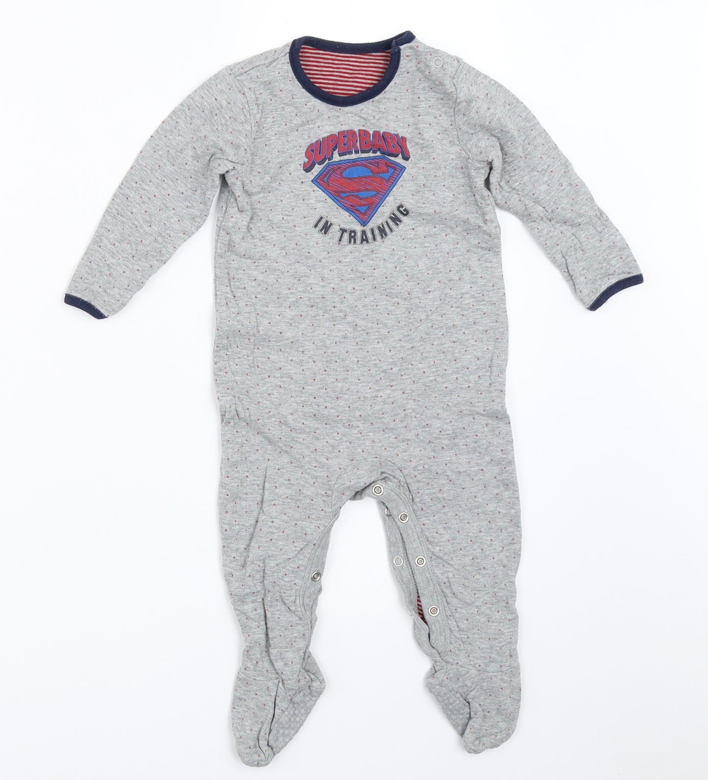 George Boys Grey   Babygrow One-Piece Size 9-12 Months  - superman