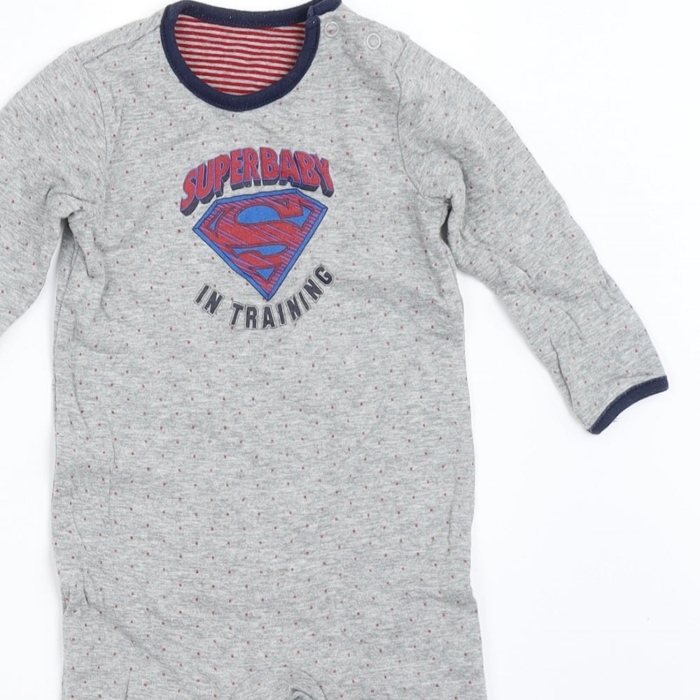 George Boys Grey   Babygrow One-Piece Size 9-12 Months  - superman