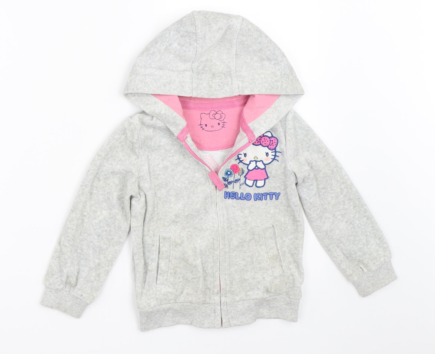 Marks and Spencer Girls Grey   Full Zip Hoodie Size 2-3 Years  - hello kitty