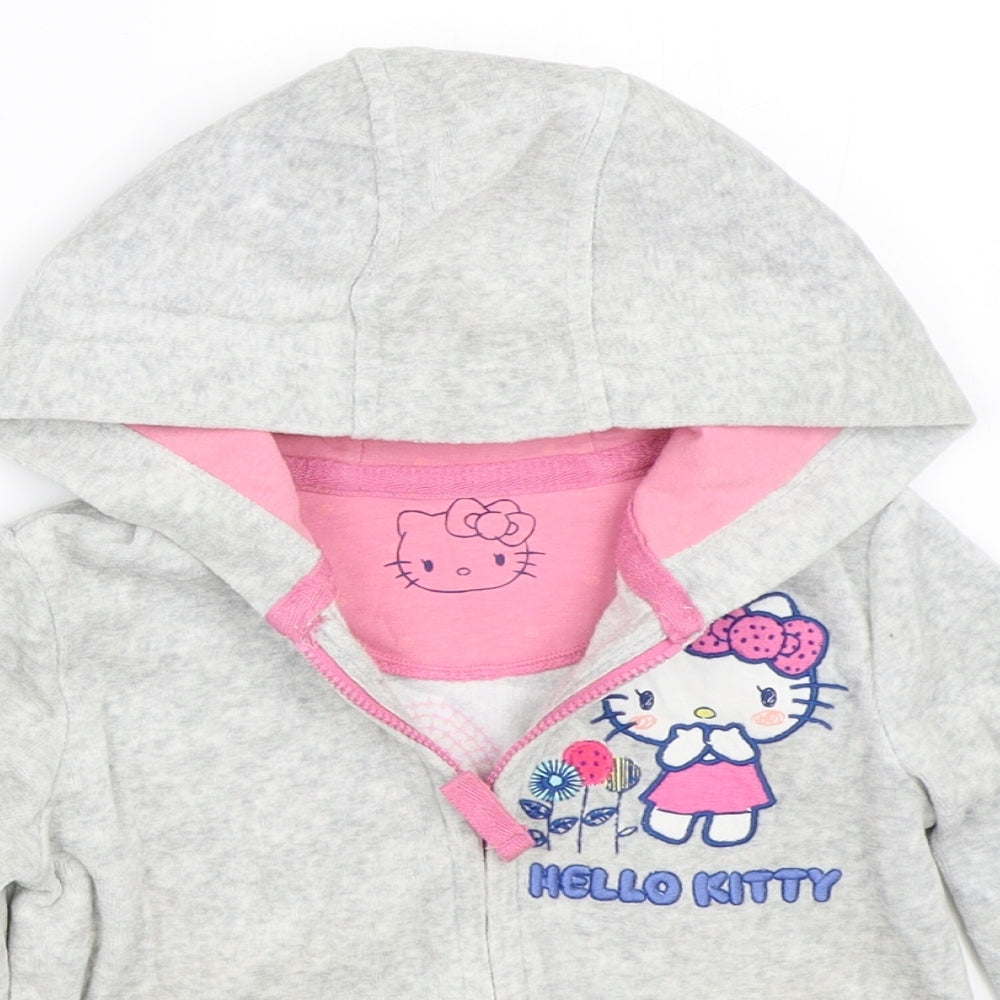 Marks and Spencer Girls Grey   Full Zip Hoodie Size 2-3 Years  - hello kitty