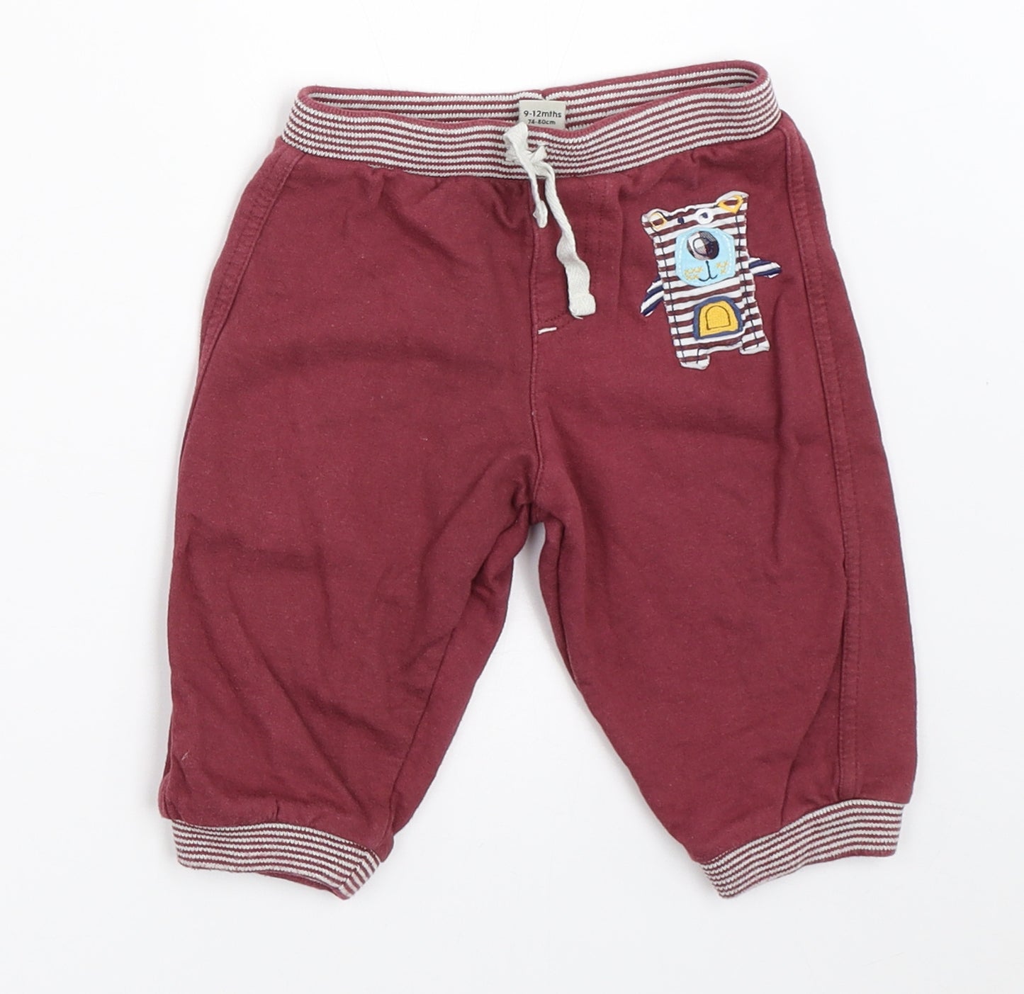TU Boys Red   Jogger Trousers Size 9-12 Months