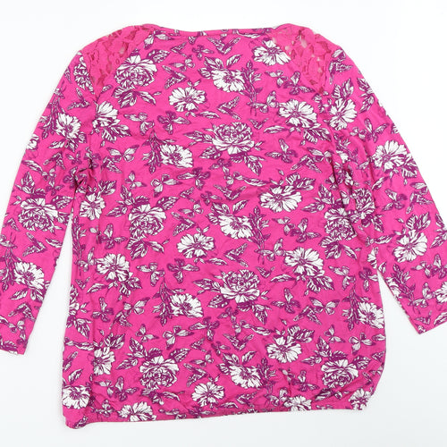TU Womens Pink Floral  Basic T-Shirt Size 18