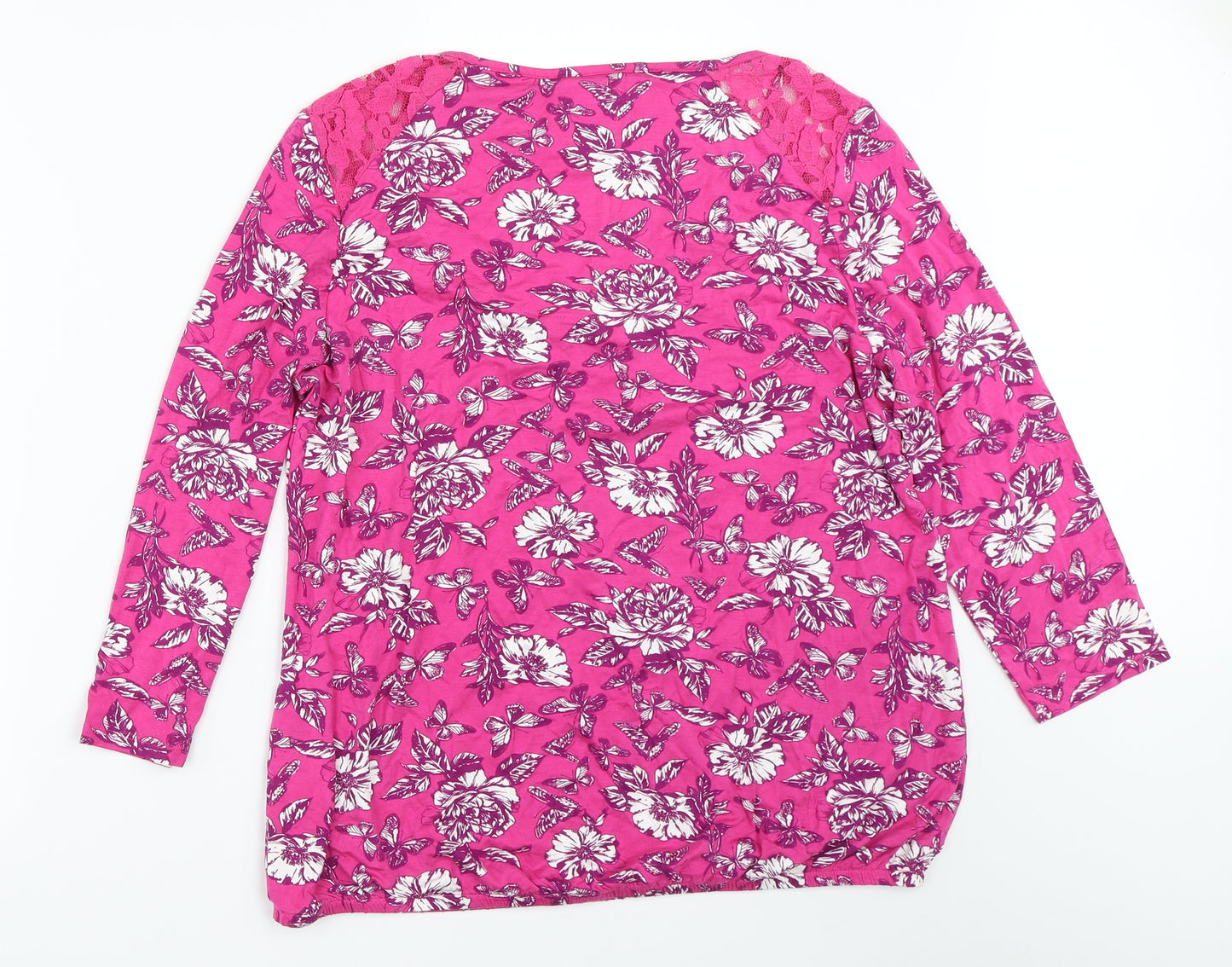 TU Womens Pink Floral  Basic T-Shirt Size 18