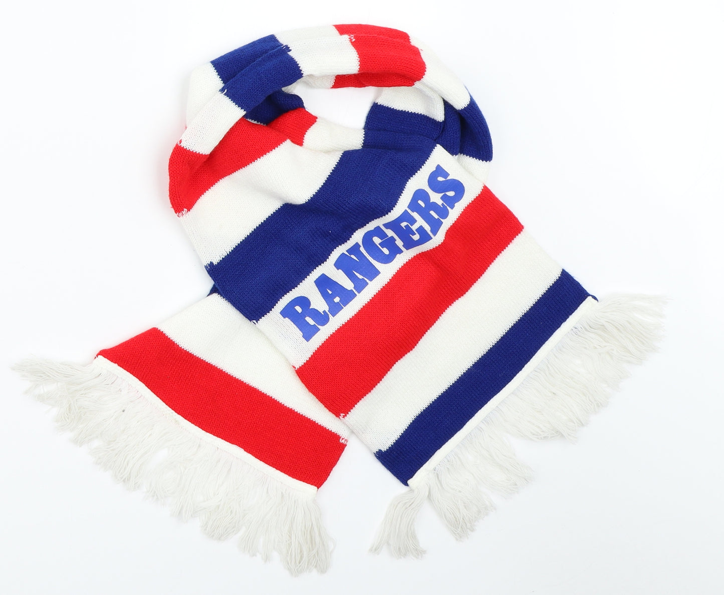 Rangers Mens White Striped  Scarf  One Size  - Rangers