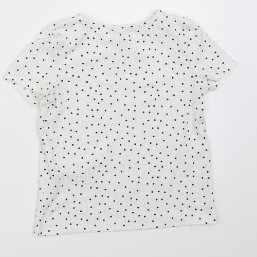 Primark Girls White Polka Dot  Basic T-Shirt Size 5-6 Years