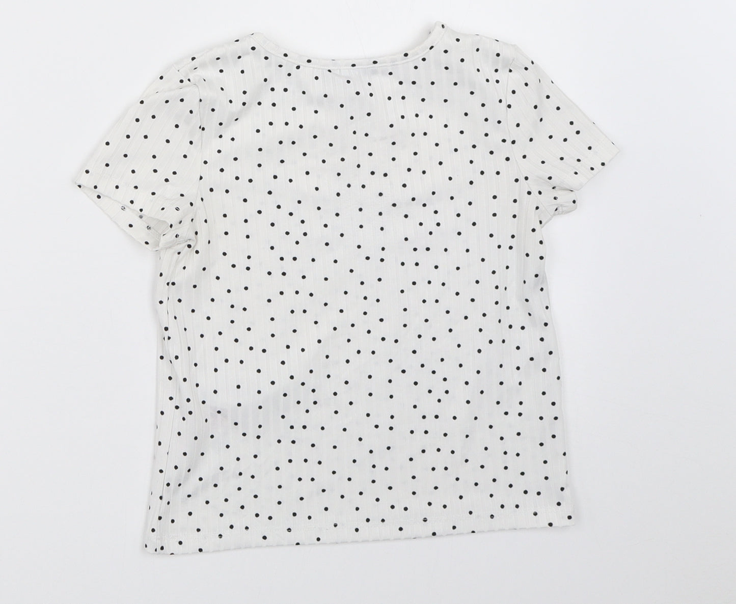 Primark Girls White Polka Dot  Basic T-Shirt Size 5-6 Years