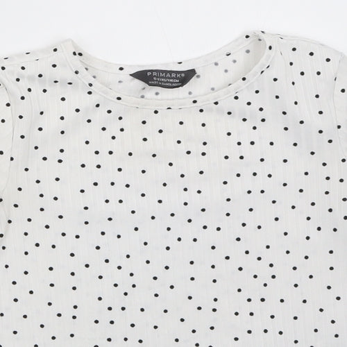 Primark Girls White Polka Dot  Basic T-Shirt Size 5-6 Years