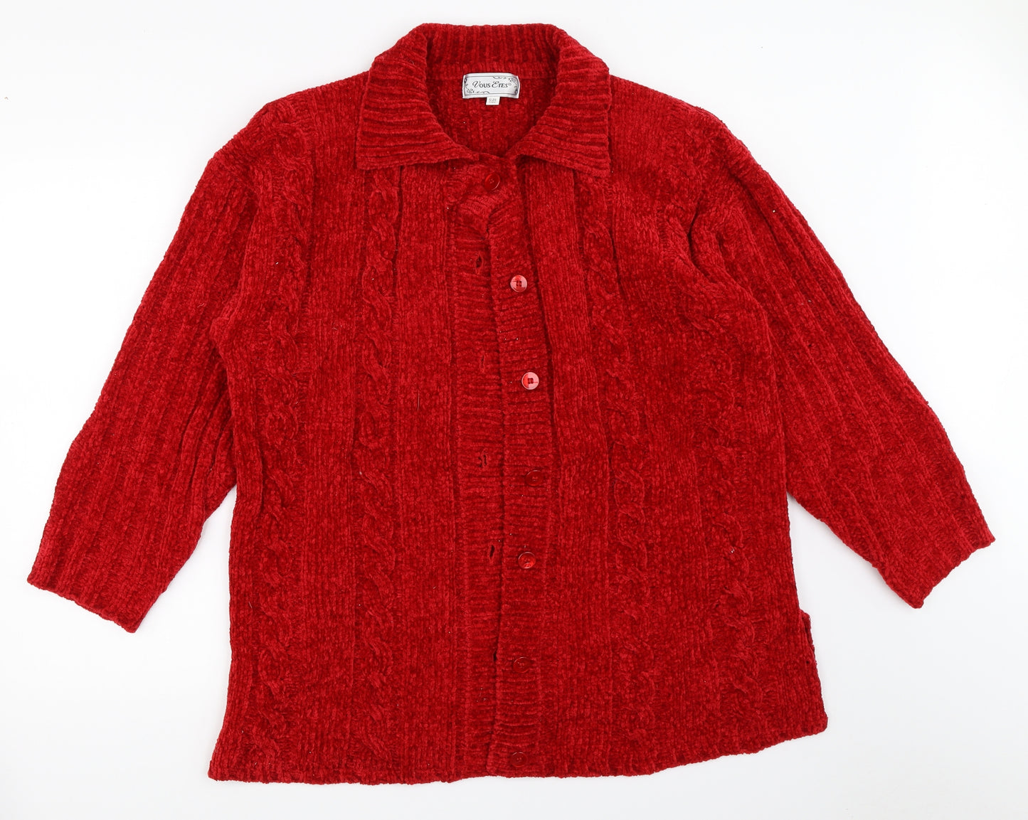 Vous Etes Womens Red   Cardigan Jumper One Size