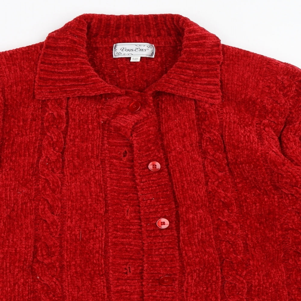 Vous Etes Womens Red   Cardigan Jumper One Size