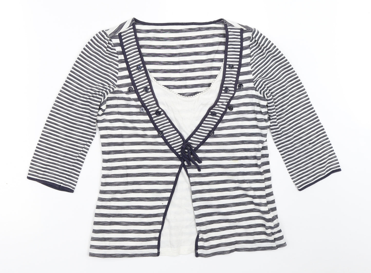 Per Una Womens Blue Striped  Cardigan Jumper Size 10