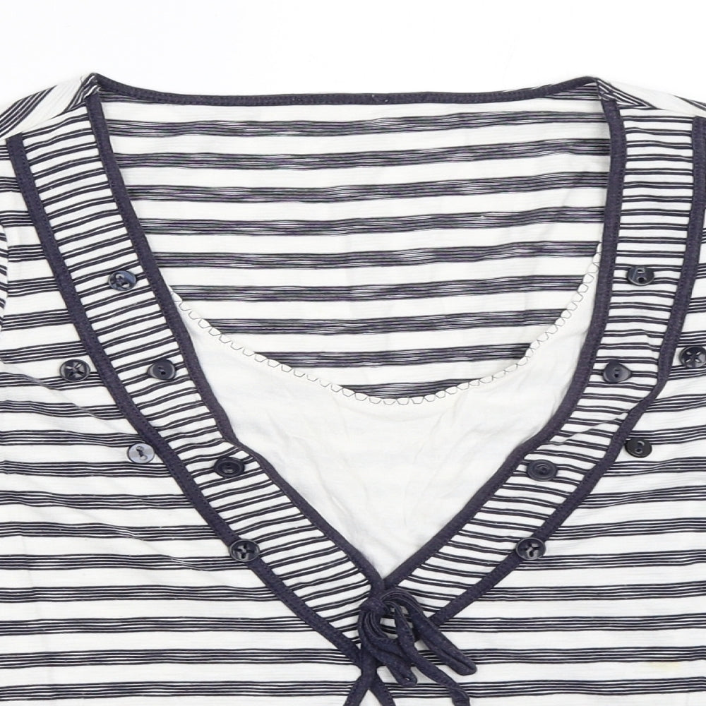 Per Una Womens Blue Striped  Cardigan Jumper Size 10