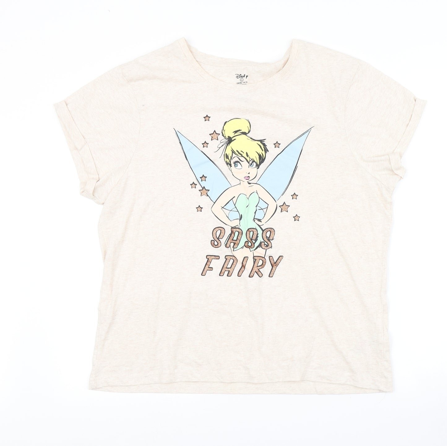 Primark Womens Beige Solid  Top Pyjama Top Size L  - Disney, Tinkerbell