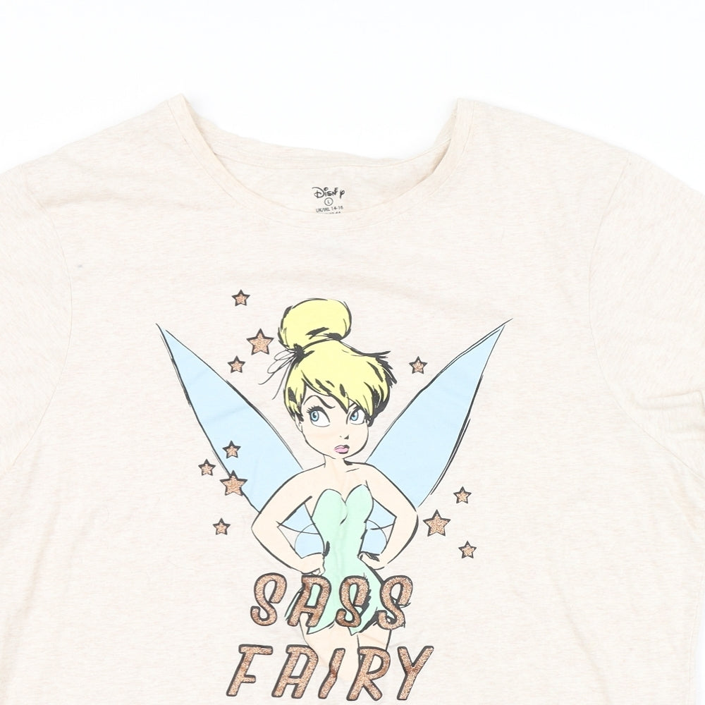 Primark Womens Beige Solid  Top Pyjama Top Size L  - Disney, Tinkerbell