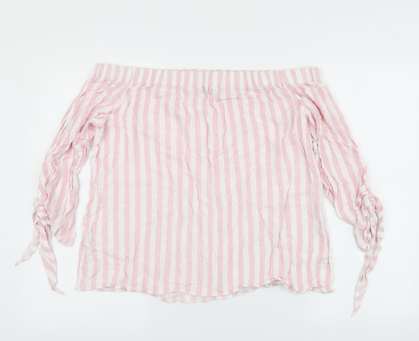 Matalan Womens Pink Striped  Basic Blouse Size 16