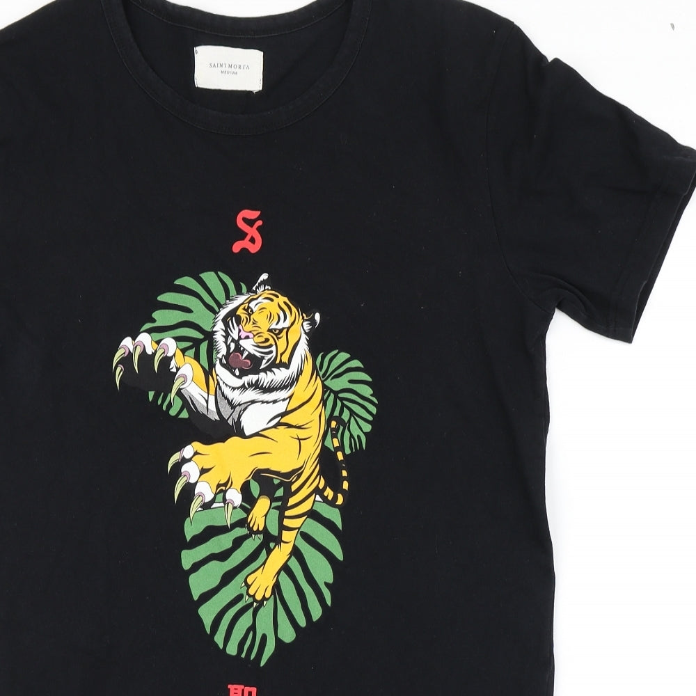 Saint Morta Mens Black    T-Shirt Size M