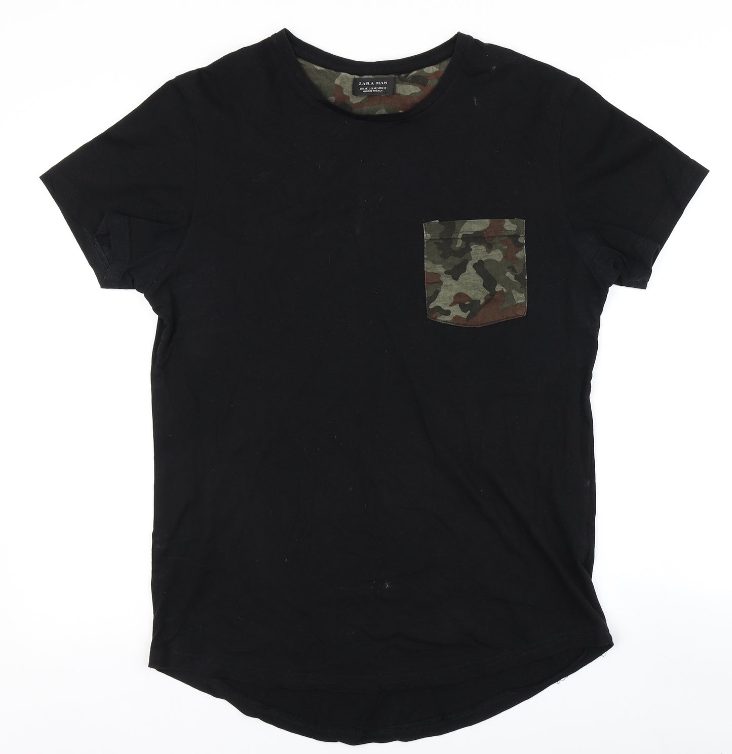 ZARA MAN Mens Black Camouflage   T-Shirt Size M