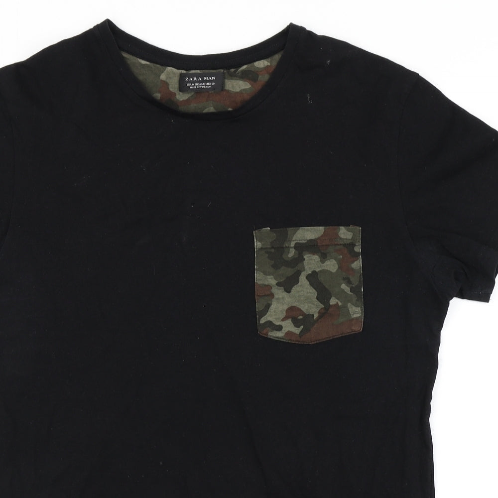 ZARA MAN Mens Black Camouflage   T-Shirt Size M
