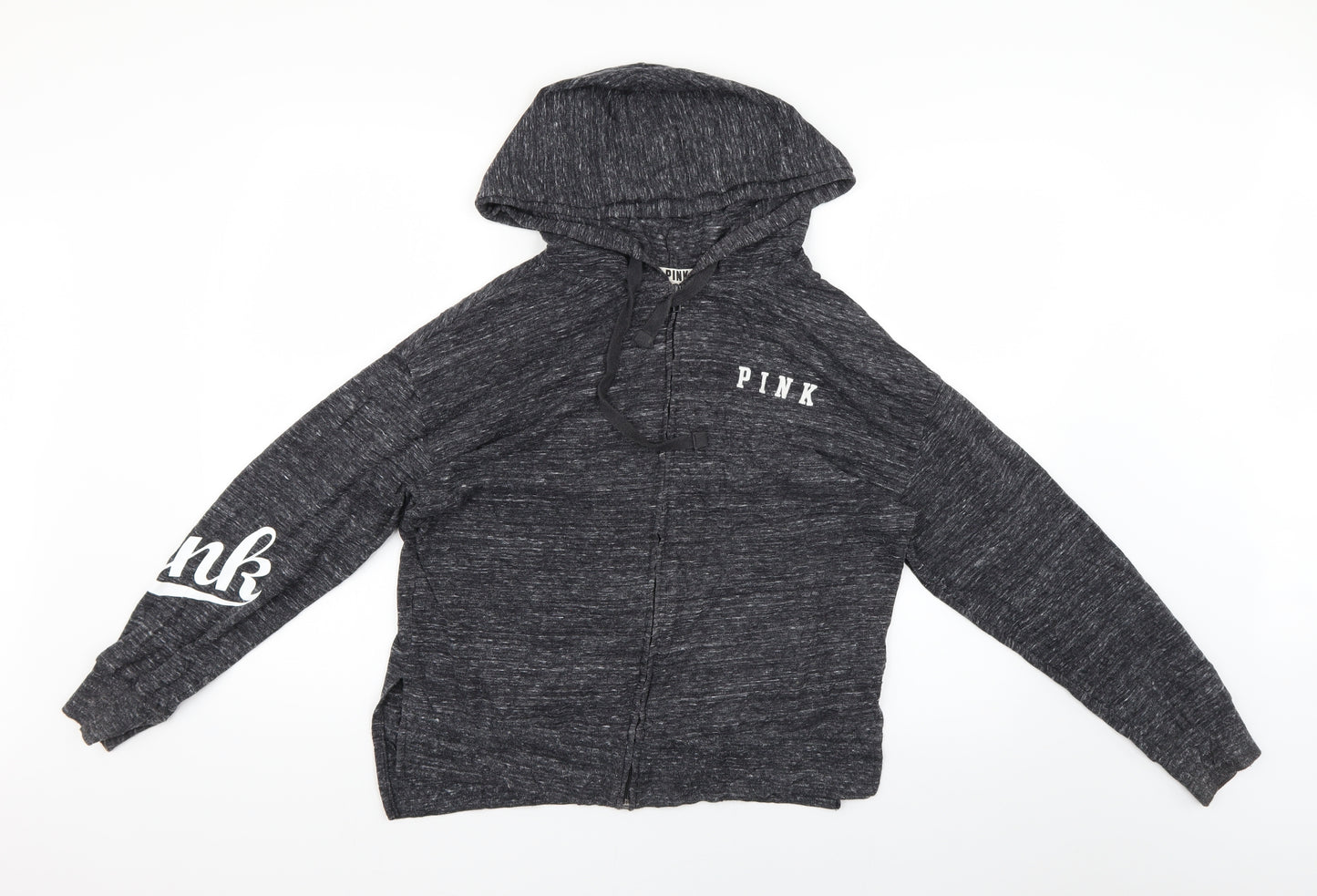 PINK Womens Grey Geometric  Full Zip Hoodie Size XS