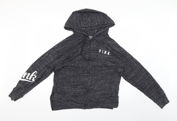 PINK Womens Grey Geometric Full Zip Hoodie Size XS
