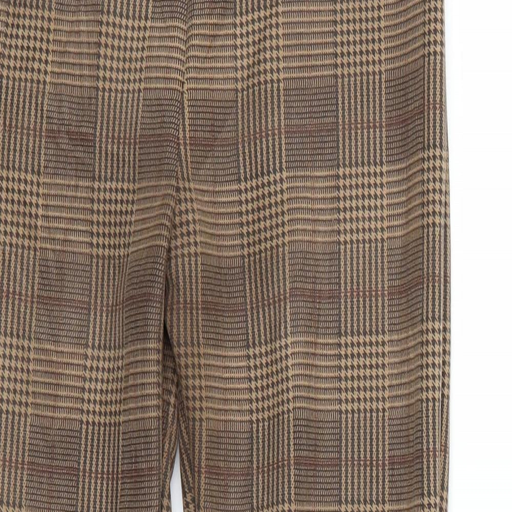 TU Womens Brown Check  Trousers  Size 12 L25 in