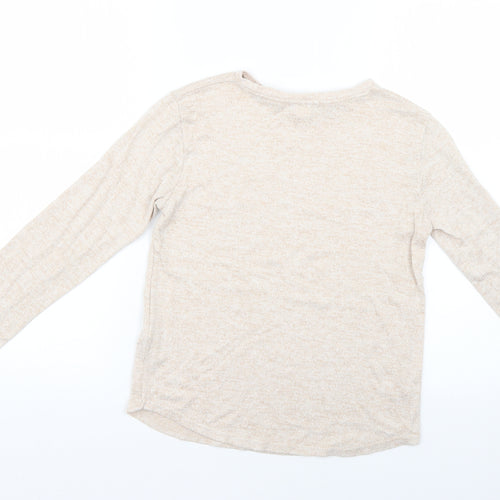 Primark Girls Beige Geometric  Basic T-Shirt Size 10-11 Years