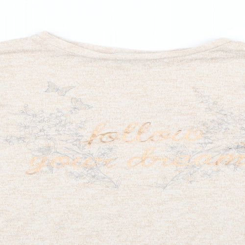 Primark Girls Beige Geometric  Basic T-Shirt Size 10-11 Years