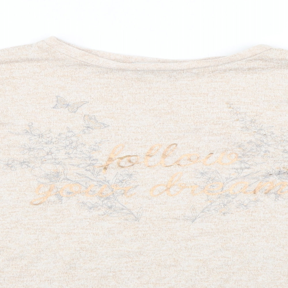 Primark Girls Beige Geometric  Basic T-Shirt Size 10-11 Years