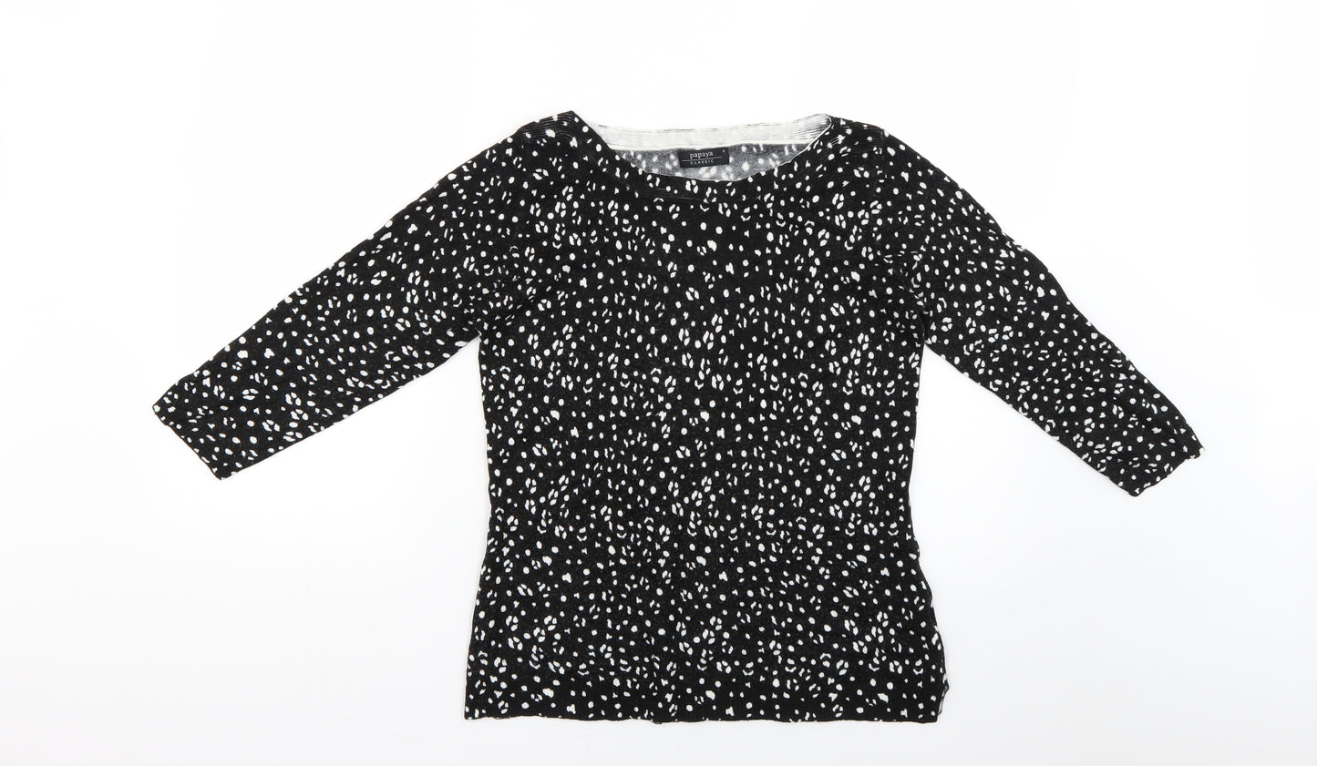 Papaya Womens Black Polka Dot  Pullover Jumper Size 8