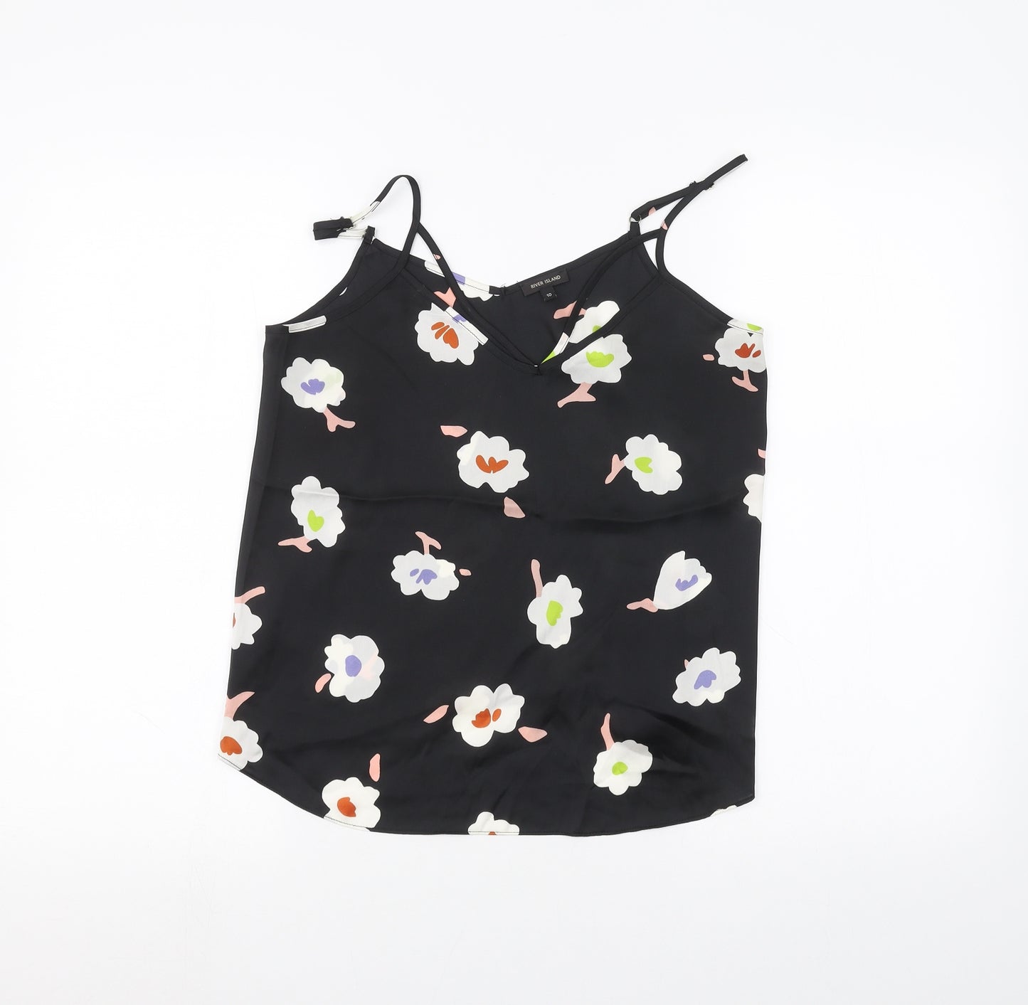 River Island Womens Black Floral  Basic Blouse Size 10