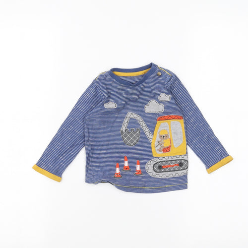 Mothercare Baby Blue Striped  Basic T-Shirt Size 6-9 Months