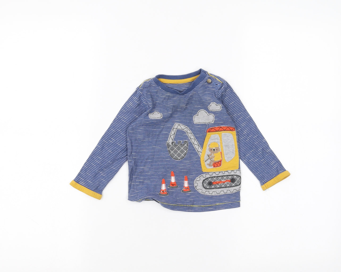 Mothercare Baby Blue Striped  Basic T-Shirt Size 6-9 Months
