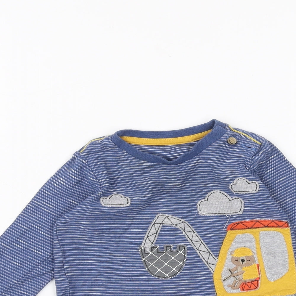 Mothercare Baby Blue Striped  Basic T-Shirt Size 6-9 Months