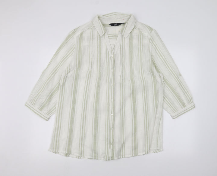 ISLE Womens White Striped Basic Button-Up Size 18
